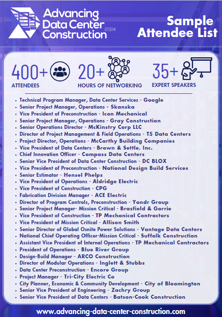 advancing data center construction 2024 attendee list